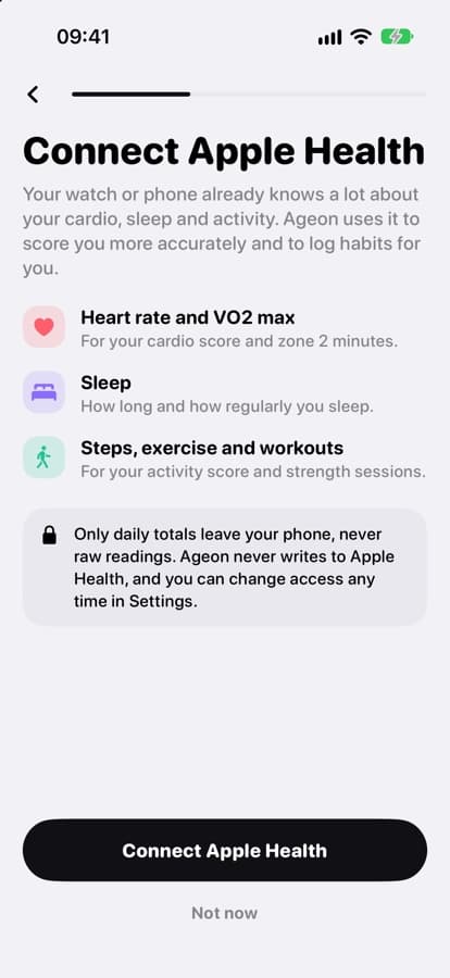 Connecting Apple Health during onboarding